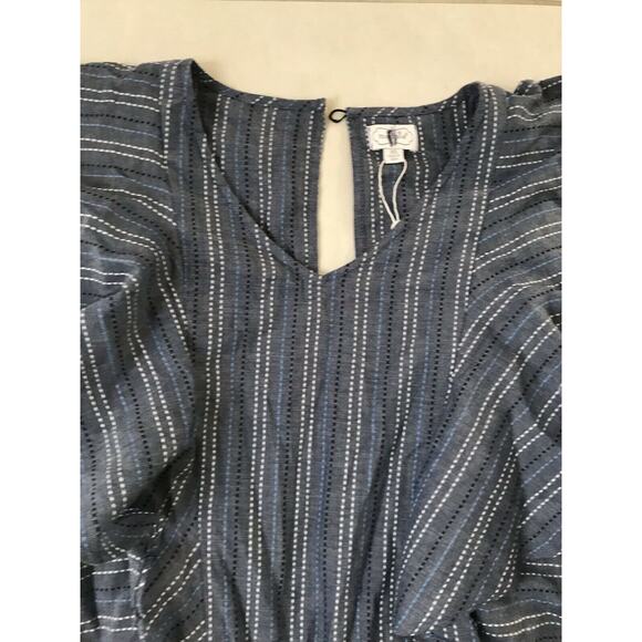 Mudpie Isla Romper Striped Ruffle Sleeve Drawstring - Picture 2 of 12